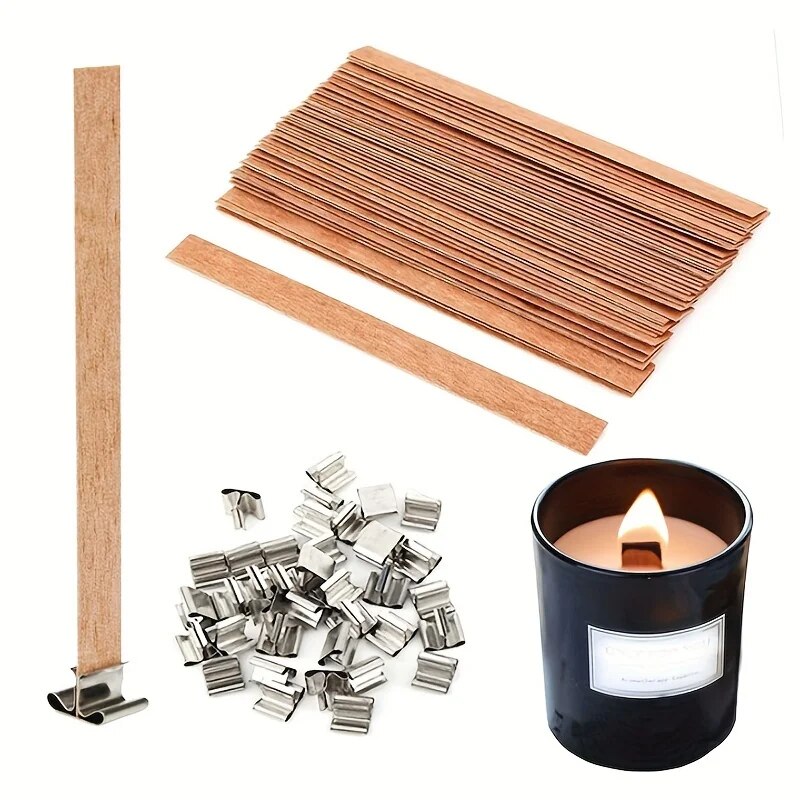 Beeswax Taper Candle - 30pcs คุณภาพสูงไม้เทียน Wick พร้อมฐานคลิปหัตถกรรมหวายพาราฟินขี้ผึ้ง Burning Smokeless