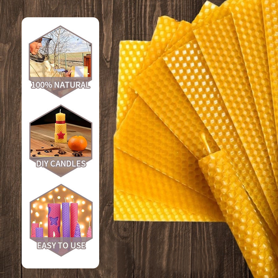 Beeswax Taper Candle - เทียนแท่งขี้ผึ้งลายรังผึ้งทำมือ เทียนขี้ผึ้งสำหรับงานปาร์ตี้ งานเดท ตกแต่งโต๊ะอาหารที่บ้าน และใช้เป็นไฟฉุกเฉิน