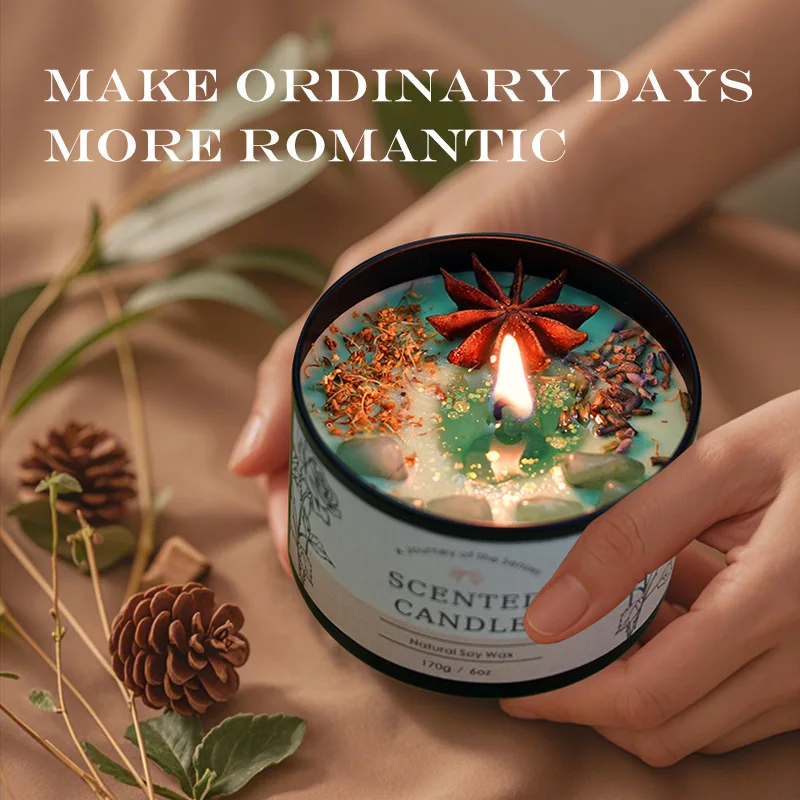 Home Fragrance Jar - เทียนอโรมาคริสตัลสร้างสรรค์ 6 ออนซ์ - ตกแต่งกลิ่นหอมติดทนนาน ของขวัญที่ไม่ซ้ําใครสําหรับผู้หญิง