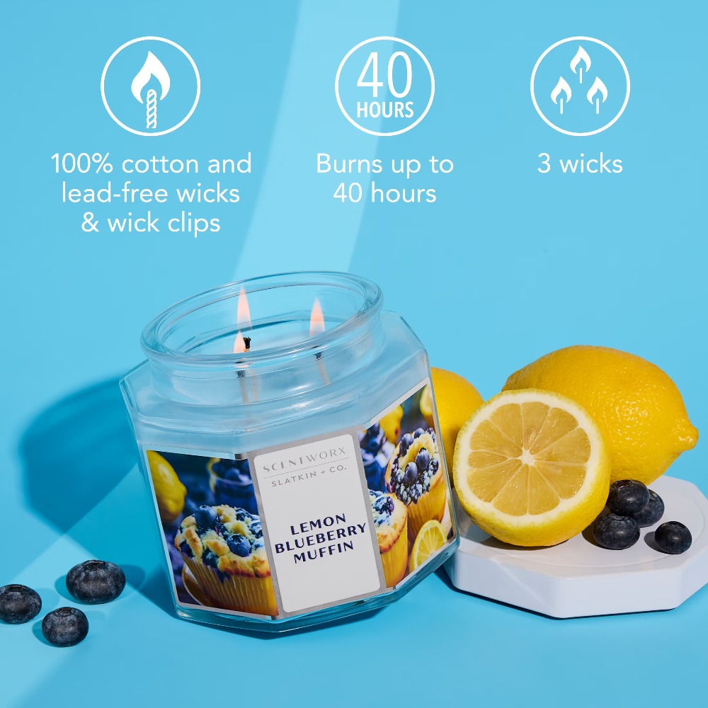 Home Fragrance Best - เทียนหอมกลิ่นเลมอนบลูเบอร์รี่ขายดีที่สุด ขนาด 14.5 ออนซ์ เทียน 3