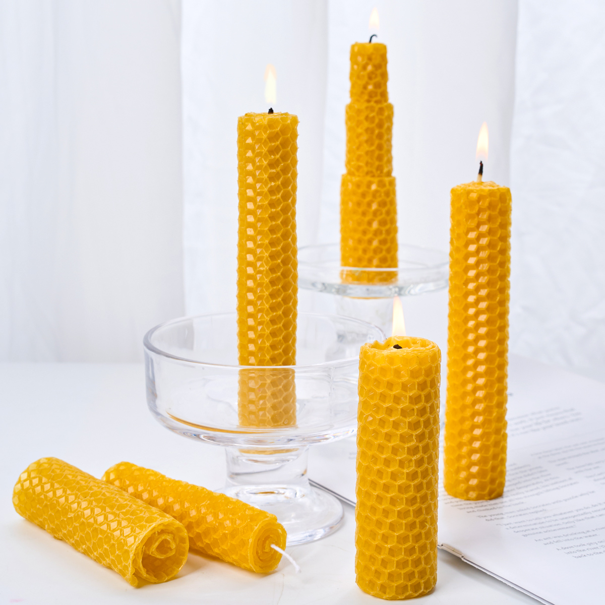 Beeswax Taper Candle - 10PCS ขี้ผึ้ง Flakes เทียน DIY Handrolled