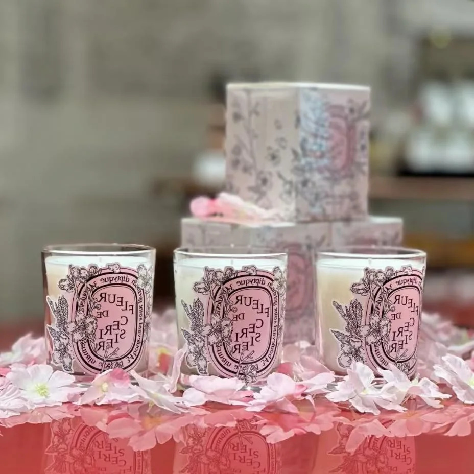 Quality Home Fragrance - เทียนหอมกลิ่นซากุระแบบโรแมนติกจำนวนจำกัดเทียนหอมกลิ่นซากุระของขวัญที่มีคุณภาพสูงน้ำมันหอมระเหยการตกแต่งบ้านกลิ่นหอม