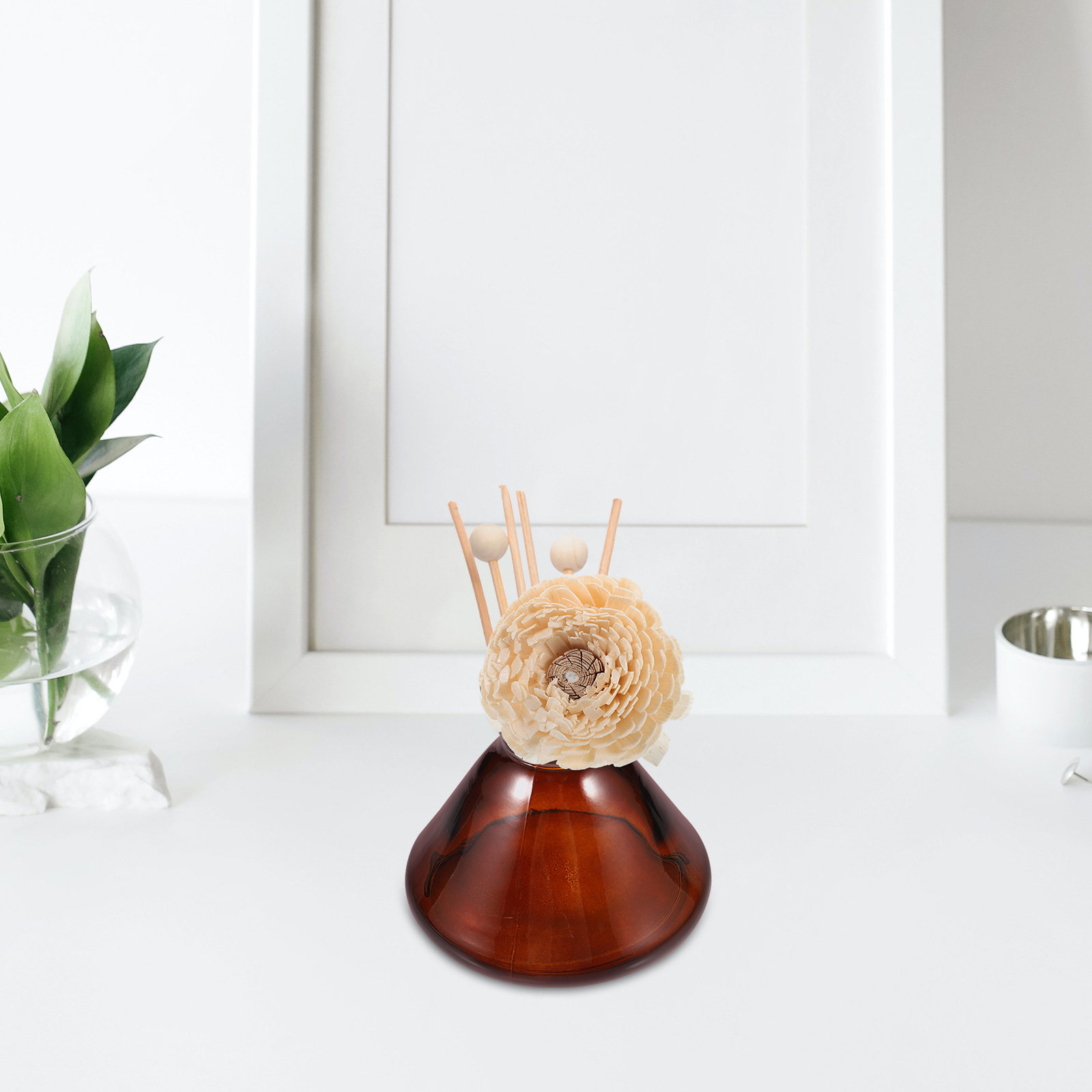 Home Fragrance Jar - ขวดแก้วอโรมาเธอราพี ปากกว้าง ขวดใสสำหรับกระจายกลิ่น ขวดน้ำหอมปรับอากาศสำหรับบ้านและสำนักงาน ของตกแต่งบ้าน