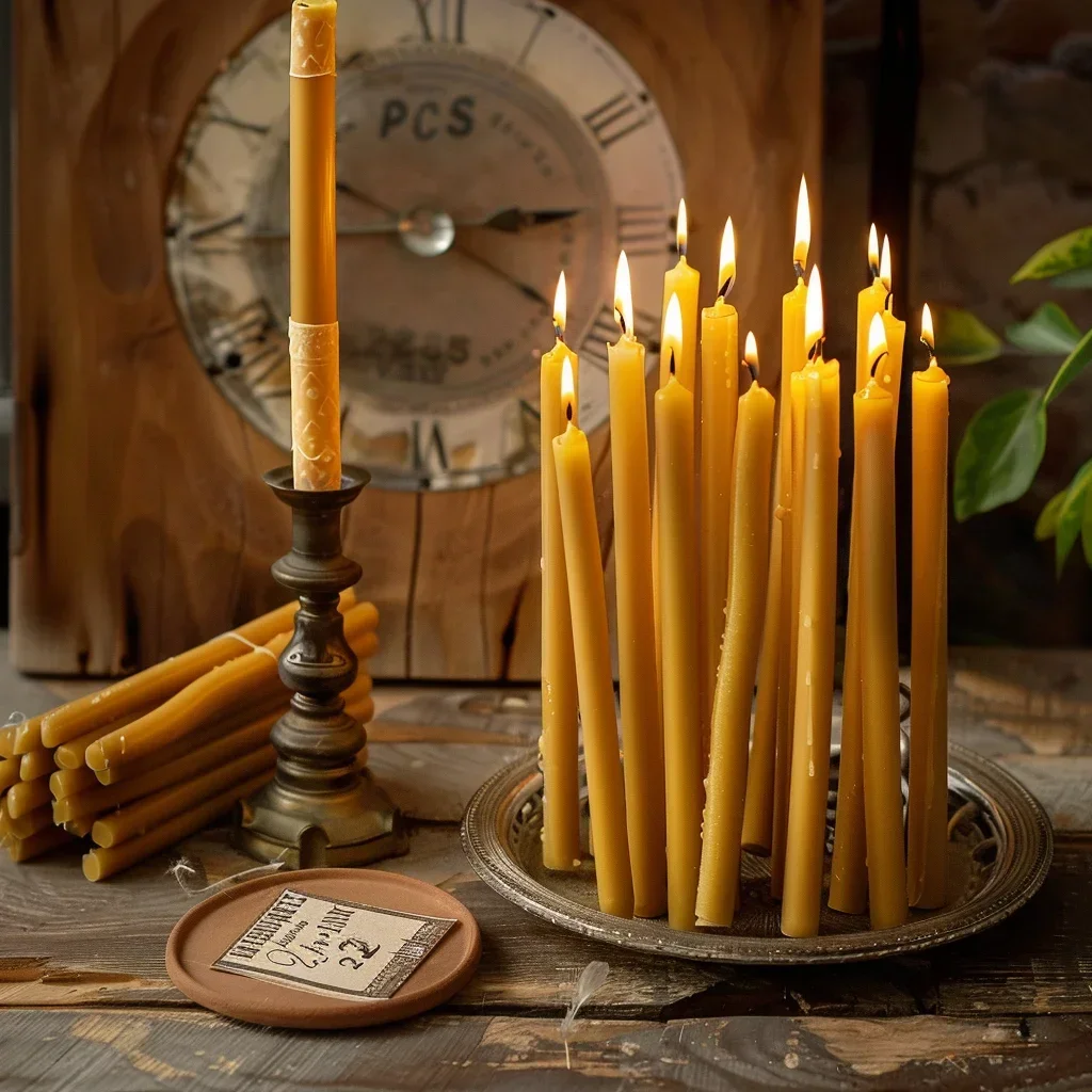 25 PCS/1 PACK Hanukkah เทียนขี - Beeswax Taper Candle บทวิจารณ์และราคา