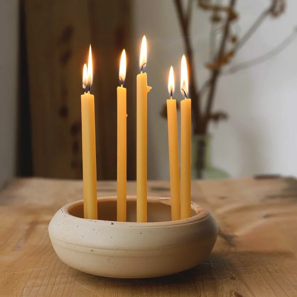 25 PCS/1 PACK Hanukkah เทียนขี - Beeswax Taper Candle บทวิจารณ์และราคา