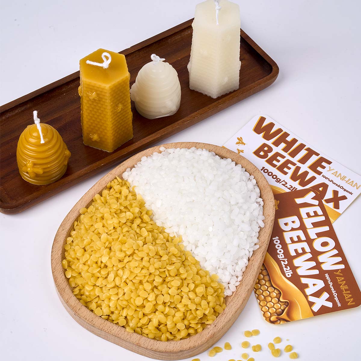1000g เม็ดธรรมชาติบริสุทธิ์สีข - Beeswax Taper Candle บทวิจารณ์และราคา
